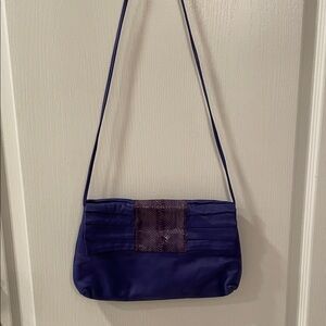 Elegant Purple soft leather Shoulder Bag with snakeskin